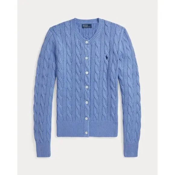 Polo Ralph Lauren Women Cable-Knit Cotton Crewneck Classic Cardigan Size XS - Picture 6 of 7